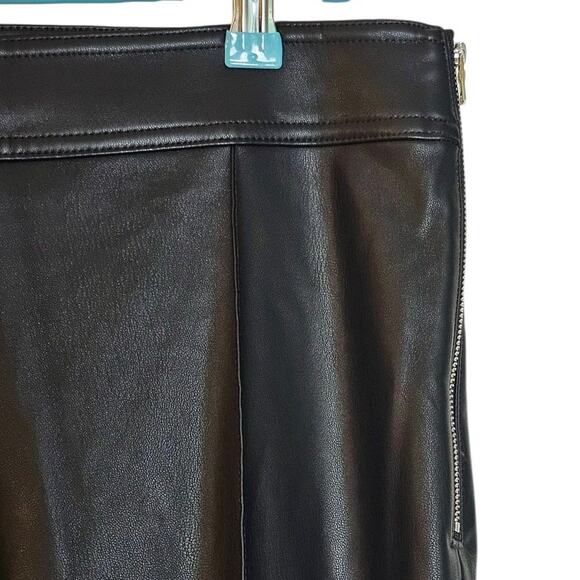 Loft NWT Chocolate Brown Tall Faux Leather Preppy Dark Academia Flare Leg Pants - Picture 3 of 6